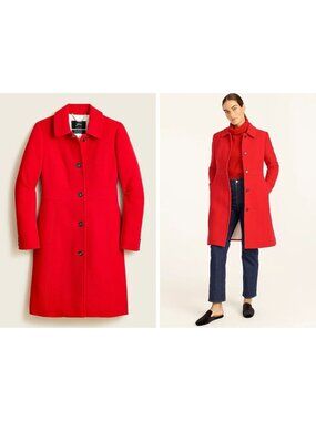 J. Crew Red Double Cloth Wool Coat Size 00Petite Fully Lined Winter Outerwear